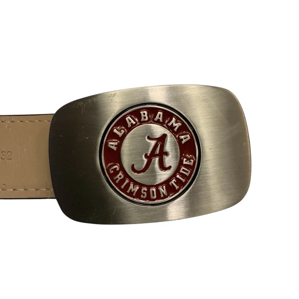 Druh Black Crocodile Leather Belt W/Alabama Crimson Tide Buckle Sz 34
